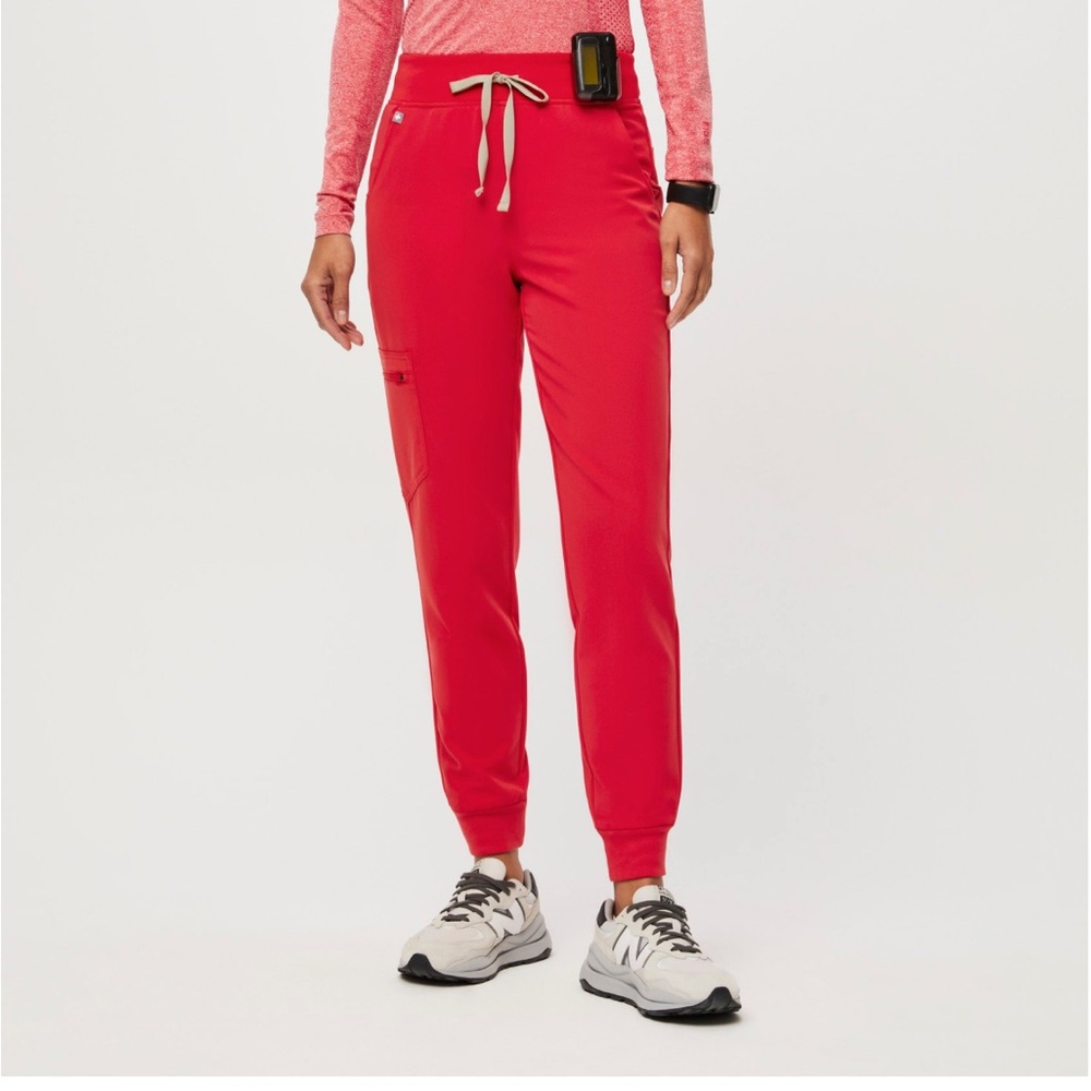 FIGS Neon Red Zamora™ High Waisted - Jogger Scrub Pants